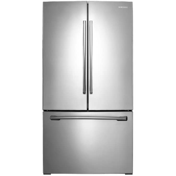 Samsung 25 5 Cu Ft French Door Refrigerator With Ice Maker Stainless Steel Energy Star At Lowes Com