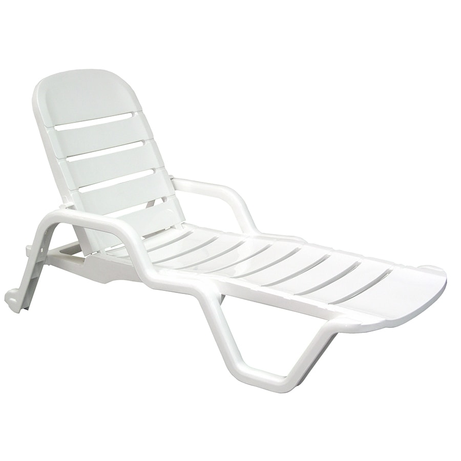 Shop Adams Mfg Corp 1 Count White Resin Stackable Patio Chaise with White Resin Lounge Chairs