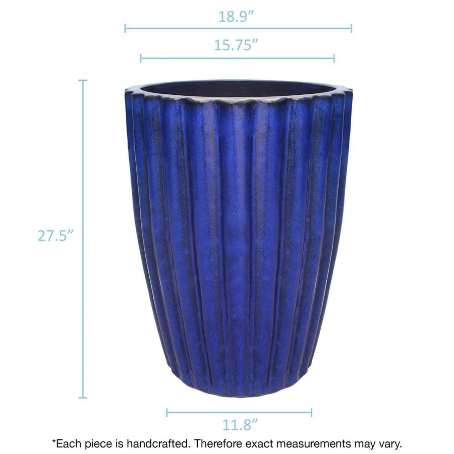 Trendspot 18.11-in W x 27.16-in H Blue Ceramic Planter in the Pots ...