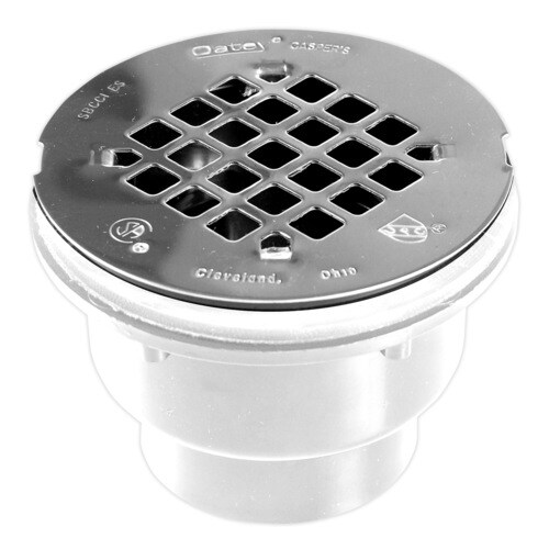Oatey 4.25in L Square Holes Round Stainless Steel Shower Drain in the