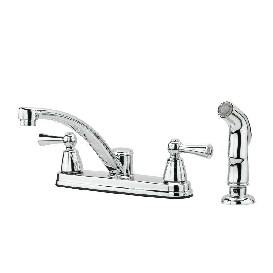 Pfister Hollis Polished Chrome 2 Handle Low Arc Kitchen Faucet with Side Spray