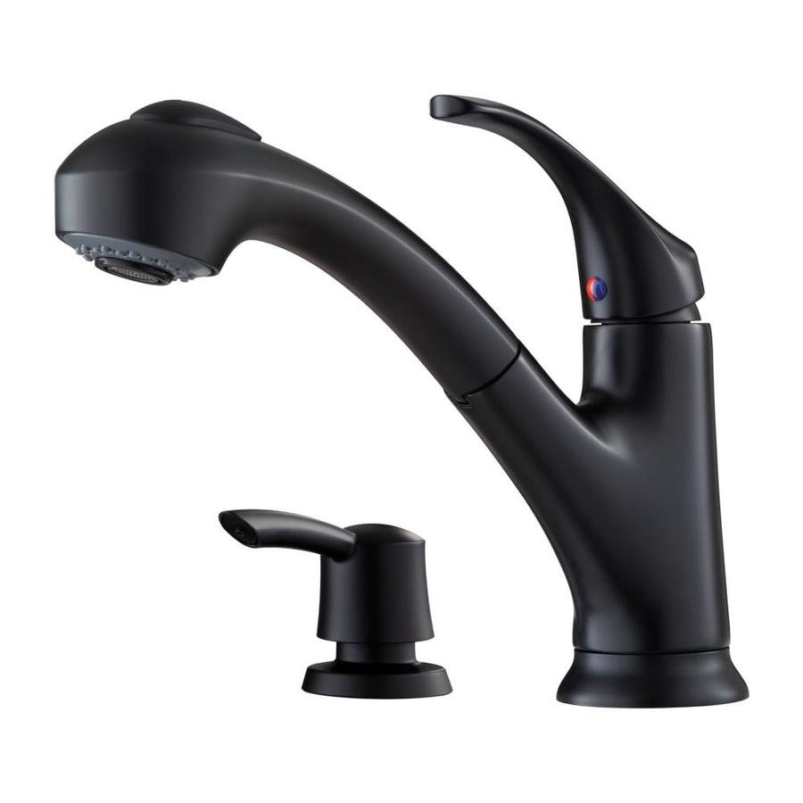 Pfister Shelton Black 1-Handle Deck Mount Pull-Out Kitchen Faucet at