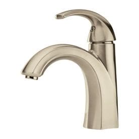 Pfister Selia Brushed Nickel 1-Handle Single Hole/4-in Centerset WaterSense Bathroom Sink Faucet with Drain