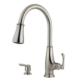 Ainsley 1-Handle Pull-Down Kitchen Faucet with Soap Dispenser in Stainless Steel