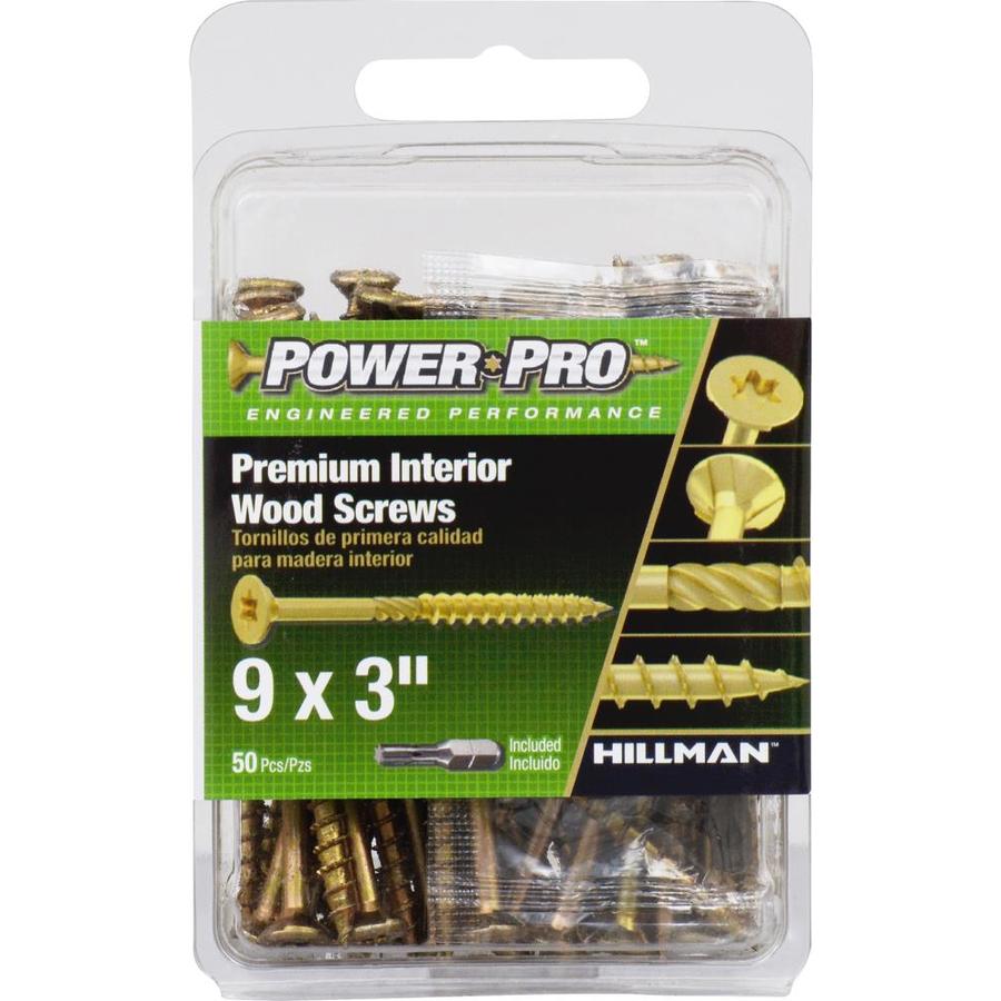 Power Pro 9 x 3in Yellow Zinc Flat Interior Wood Screws (50Count) at
