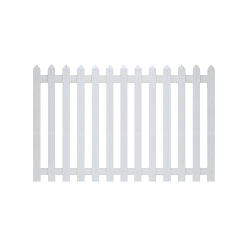Plastival 4ft x 8ft White Stockade Picket Vinyl Fence Panel at