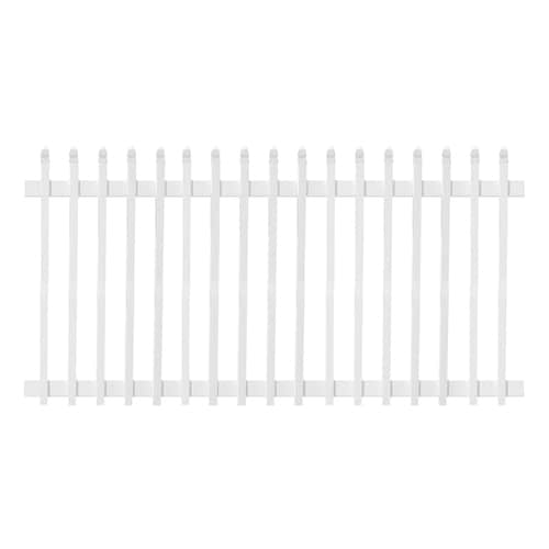 Plastival 4ft x 8ft White Stockade Picket Vinyl Fence Panel at
