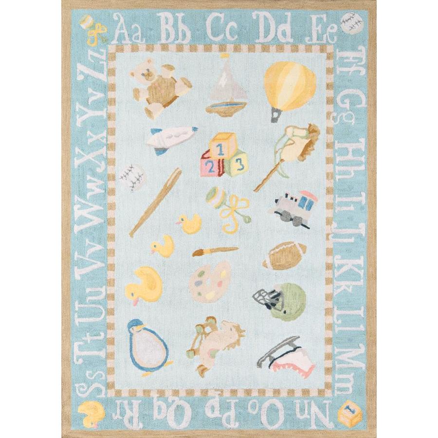 Momeni Lil Mo Classic Baby Blue Rectangular Indoor Handcrafted Area Momeni Lil Mo Classic Baby Blue Rectangular Indoor Handcrafted Area Rug Common 2 X 3 Actual Ft W L