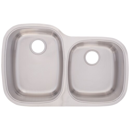 Franke USA 18.5in x 32in Radiant Silk OffsetHole Kitchen Sink in the Kitchen Sinks department