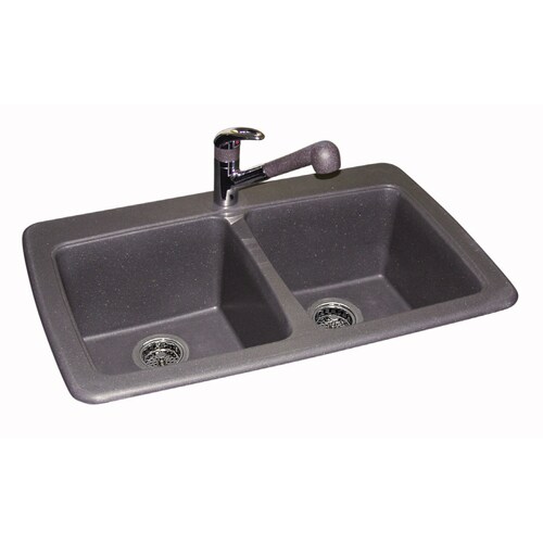 Franke USA Dualmount 33.75in x 22.25in Graphite Double Equal Bowl