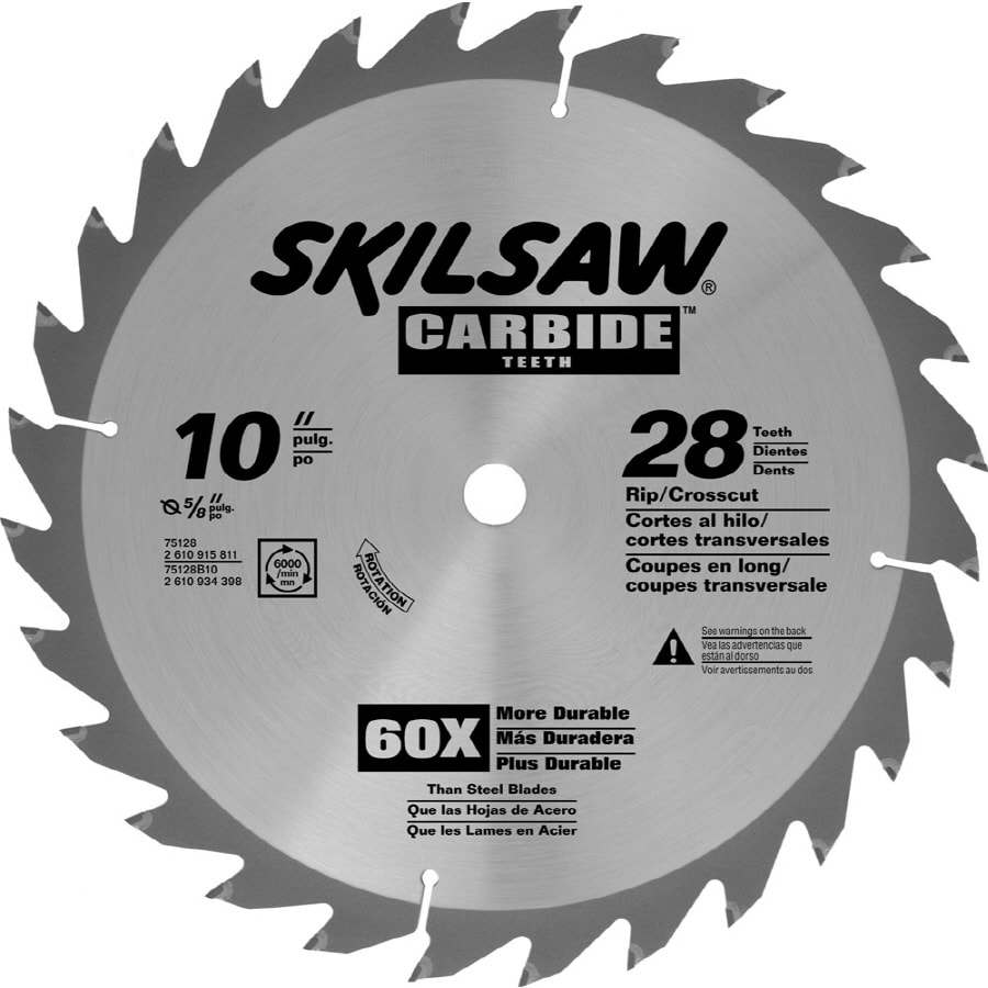 Skil 10in 28Tooth Standard Tungsten CarbideTipped Steel Circular Saw