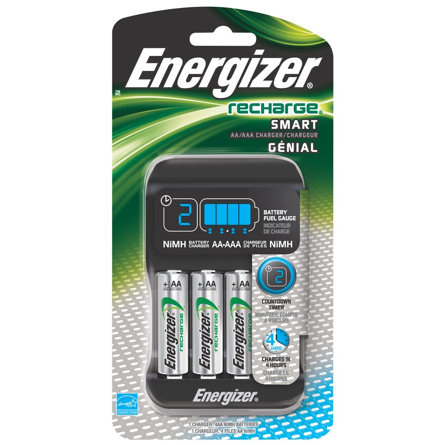 Chargeur Energizer AA/AAA 1 heure avec 4 piles rechargeables AA