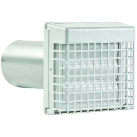 Lambro&reg; 4-In. White Plastic Louvered Vent with Tail Piece and Bird/Rodent Guard