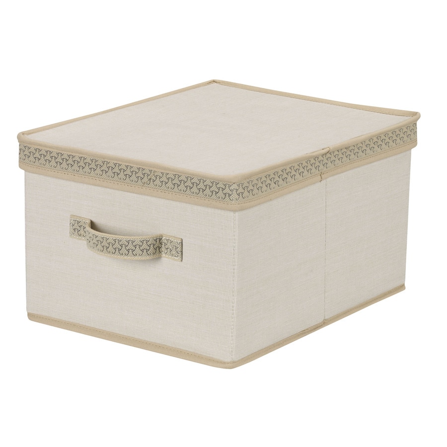 Household Essentials 8-in W x 12-in H x 15-in D Ivory Fabric Bin in the