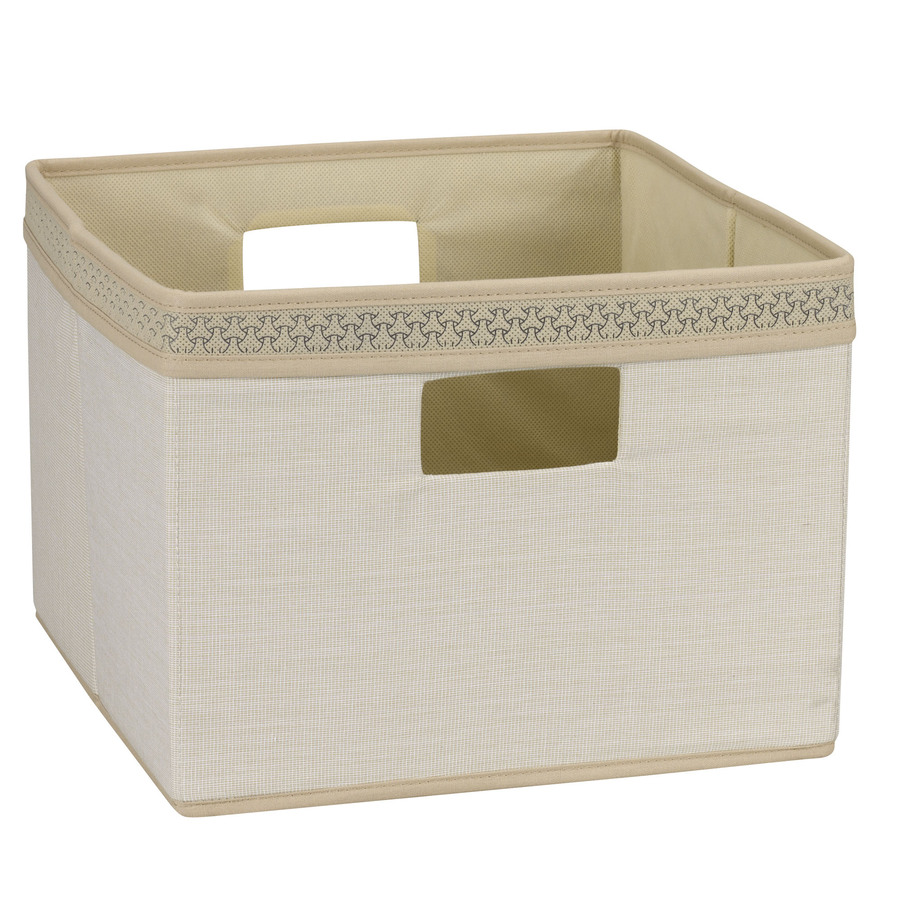 Household Essentials 10-in W x 13-in H x 13-in D Ivory Fabric Bin in