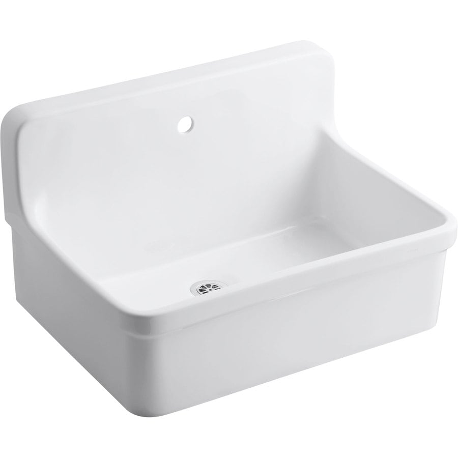 Shop KOHLER 18 In X 28 In White Wall Mount Vitreous China Laundry Sink   040688012230 