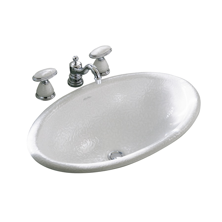 KOHLER 14156-0 Artist Edition Garland White Drop-In Oval Bathroom Sink (24-in x 15-in)