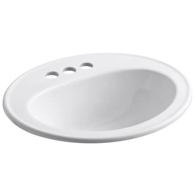 Kohler Pennington White Drop In Oval Bathroom Sink With