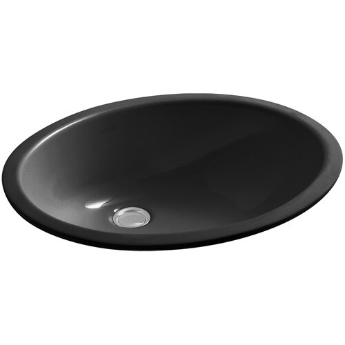 KOHLER Caxton Black Undermount Oval Bathroom Sink with Overflow Drain (19.25in x 16.25in) in