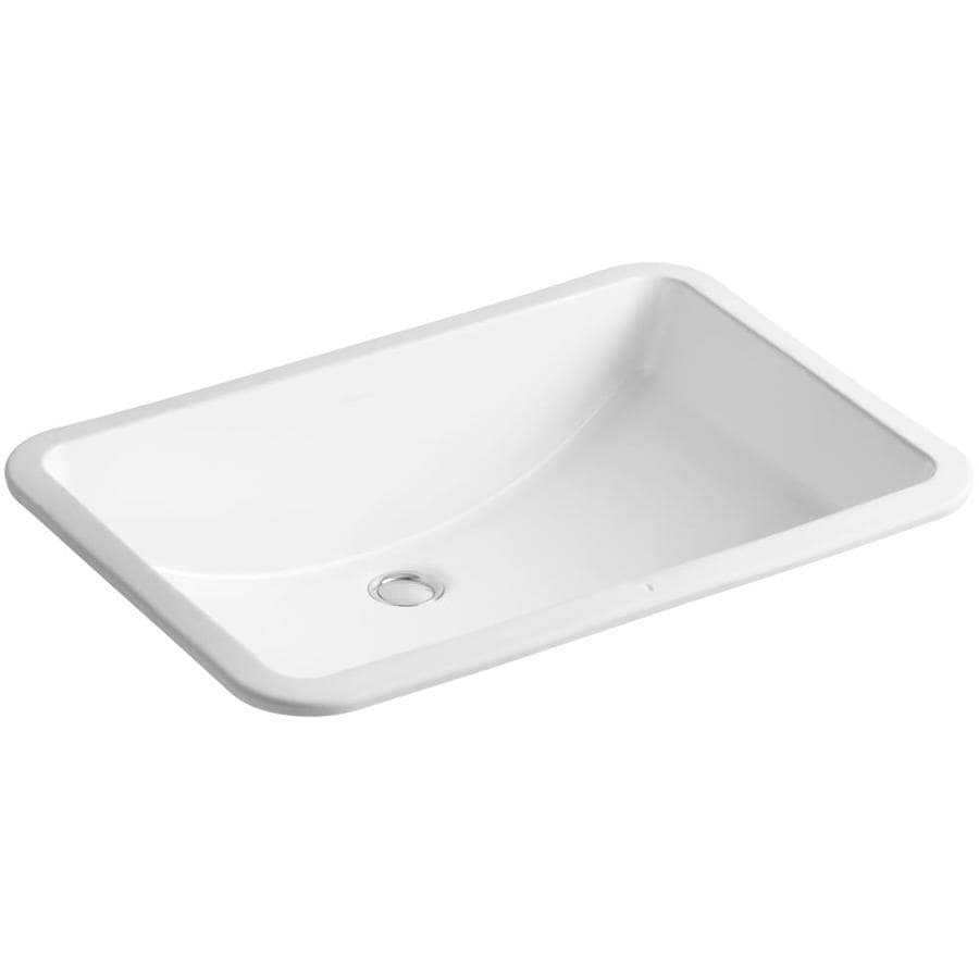 Shop KOHLER Ladena White Undermount Rectangular Bathroom Sink with Overflow at Lowes.com