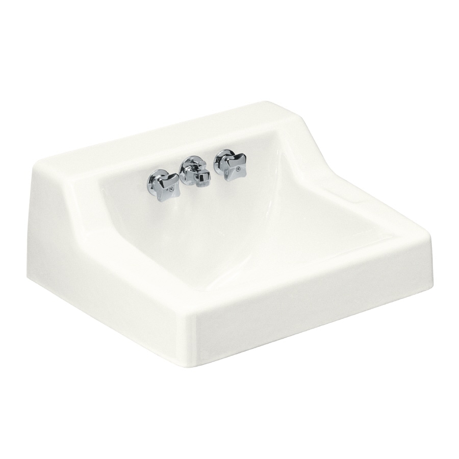 Shop KOHLER Hampton White Cast Iron Wall-Mount Rectangular Bathroom ...