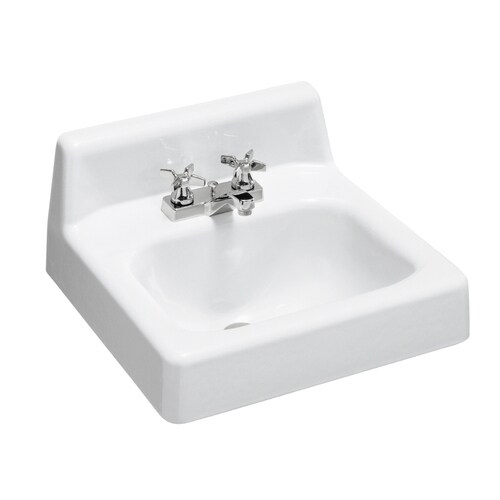 KOHLER Hudson White Cast Iron Wall-Mount Rectangular Bathroom Sink with ...