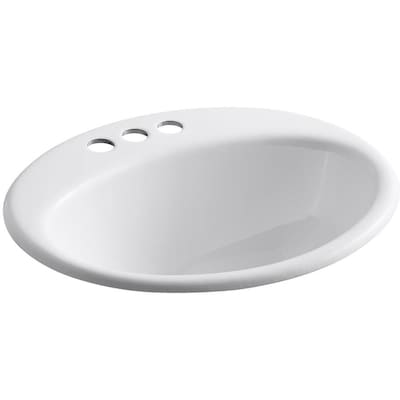Kohler Farmington White Cast Iron Drop In Oval Bathroom Sink
