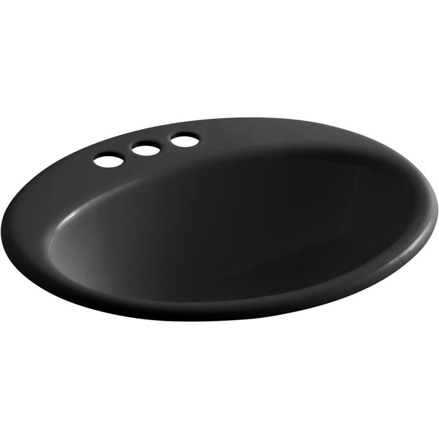 Kohler Farmington Black Cast Iron Drop In Oval Bathroom Sink Kohler Farmington Black Cast Iron Drop In Oval Bathroom Sink With Overflow