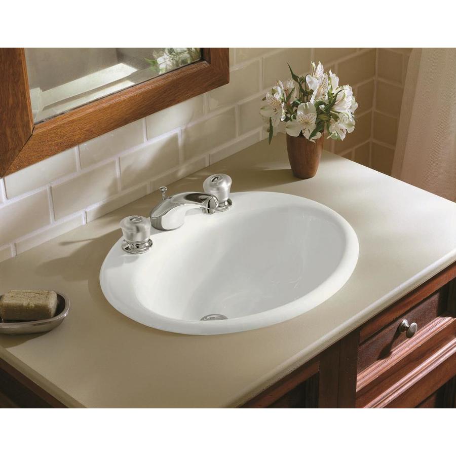 KOHLER Farmington White Cast Iron Drop-In Oval Bathroom Sink with ...