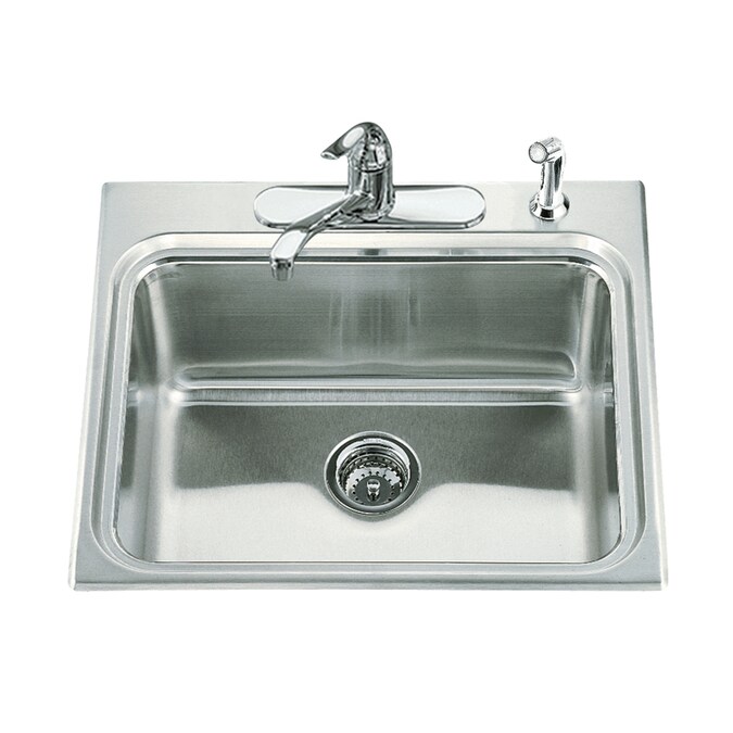 KOHLER 16-in x 21-in 1-Basin Stainless Steel Self-rimming Laundry Sink 21 X 16 Stainless Steel Sink