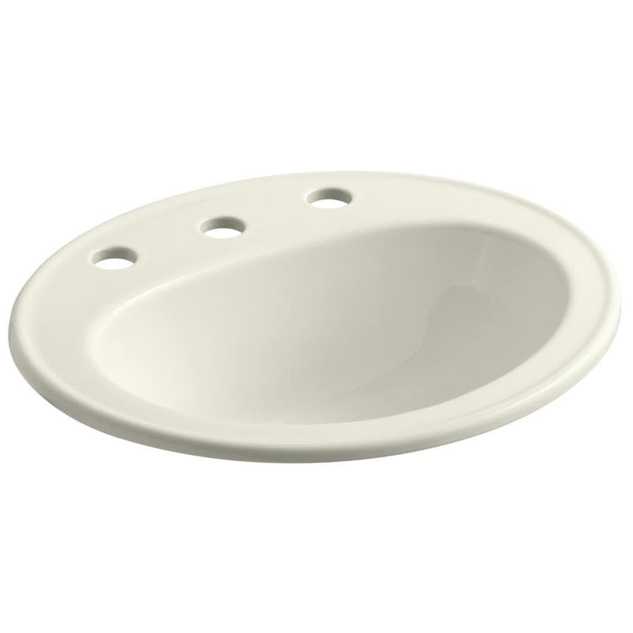 KOHLER Pennington Biscuit Drop-in Oval Bathroom Sink with Overflow