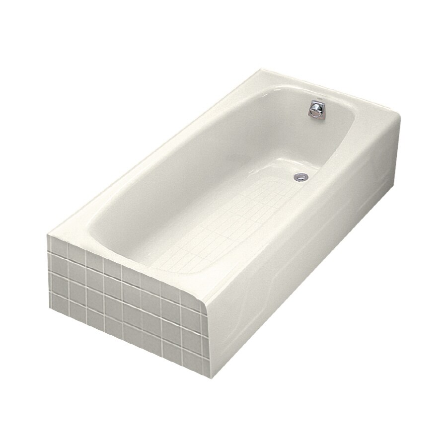 KOHLER 516-96 Dynametric Biscuit Cast Iron Rectangular Skirted Bathtub with Right-Hand Drain (Common: 32-in x 66-in; Actual: 16.25-in x 32-in x 66-in)