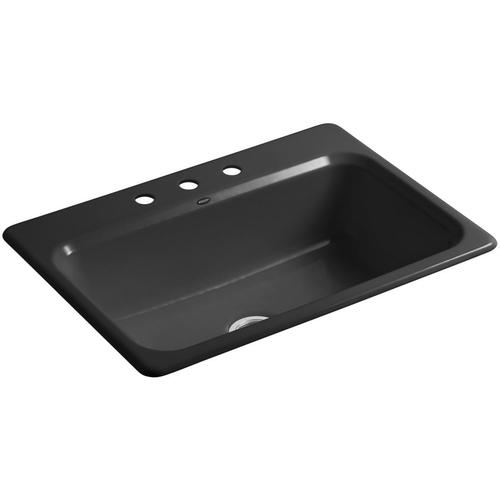 KOHLER Bakersfield 22-in x 31-in Black Black Single-Basin Cast Iron ...