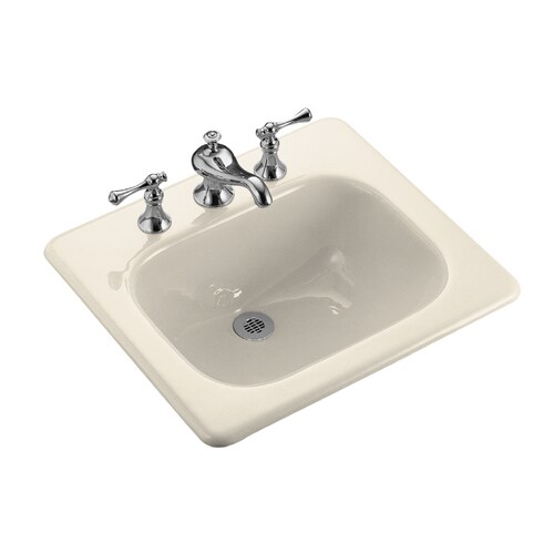 KOHLER Tahoe Almond Cast Iron DropIn Rectangular Bathroom Sink with