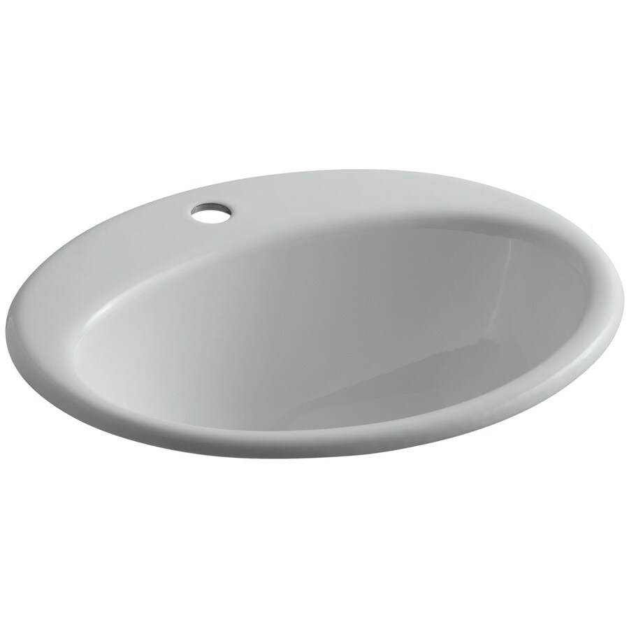 KOHLER Ice Grey Cast Iron Bathroom Sink (19.25-in x 16.25-in) in the ...