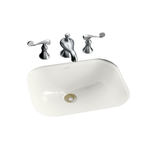 KOHLER Tahoe White Cast Iron Undermount Rectangular Bathroom Sink with