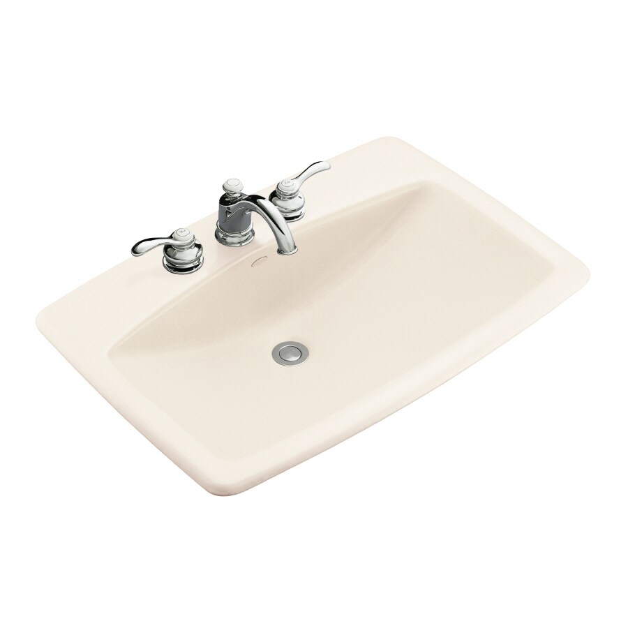 KOHLER Man's Lav Cast iron 19-in Drop-in Rectangular Almond Bathroom ...