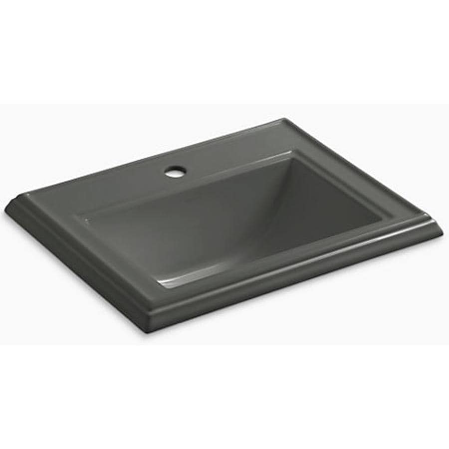 KOHLER Memoirs Thunder Grey Drop-In Rectangular Bathroom Sink with Overflow Drain