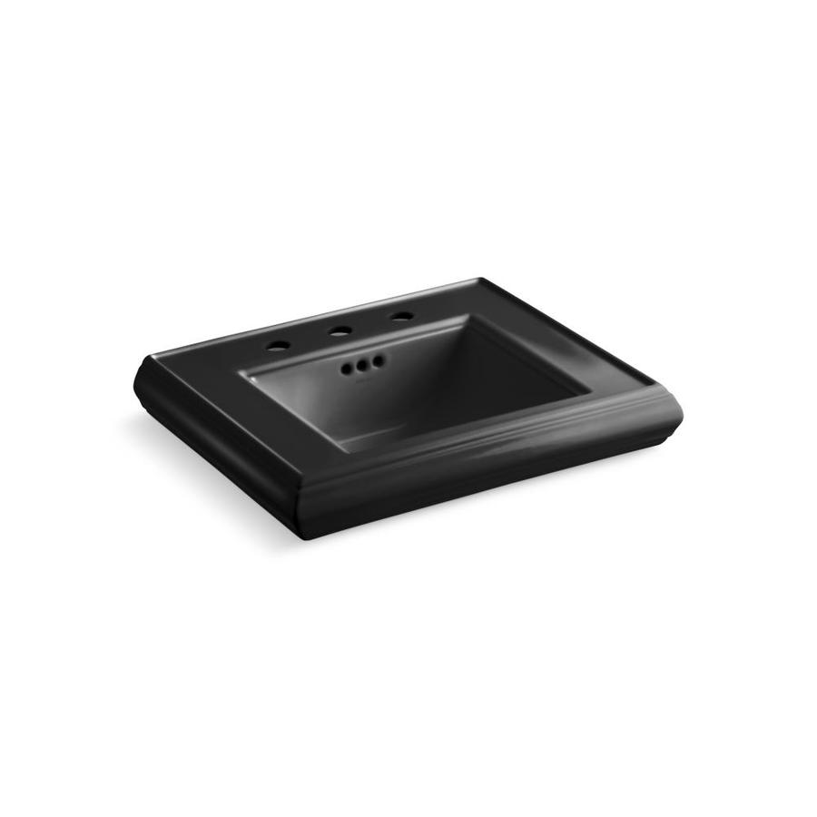 KOHLER Memoirs 24in L x 19.75in W Black Fire Clay Rectangular Pedestal Sink Top in the