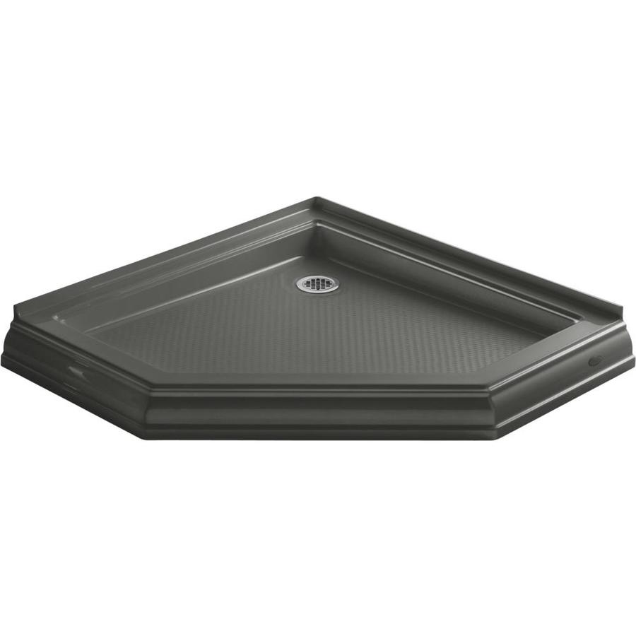 KOHLER Memoirs Thunder Grey Acrylic Shower Base 42in W x 42in L with Corner Drain at