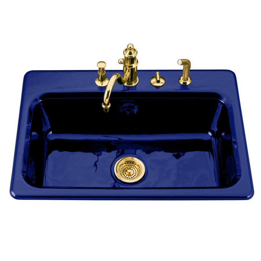 KOHLER Bakersfield DropIn 31in x 22in Iron Cobalt Single Bowl