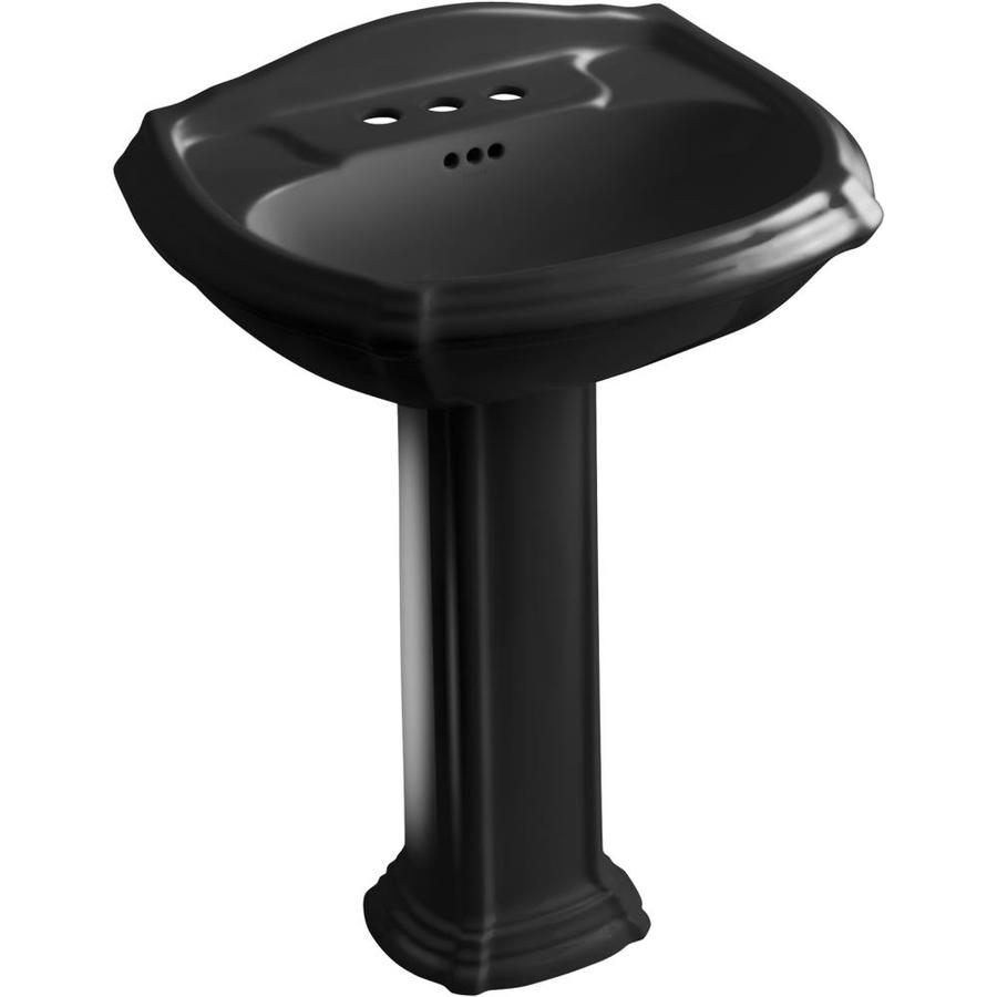 KOHLER Portrait 36.5-in H Black Black Vitreous China Pedestal Sink ...