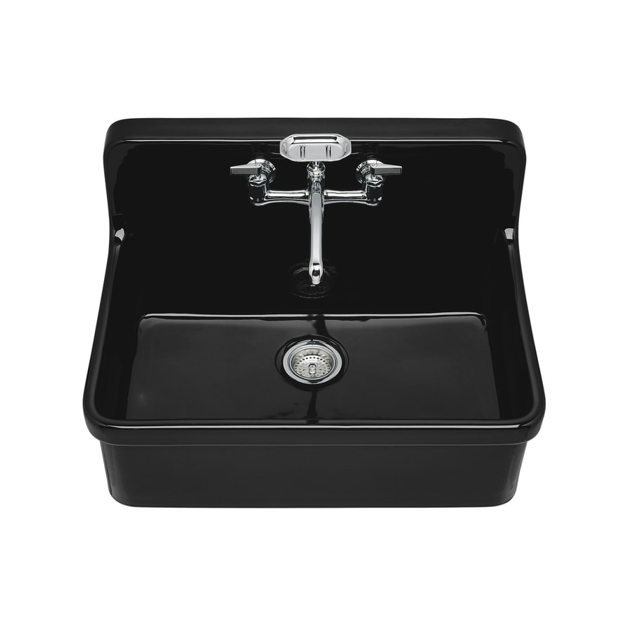 Kohler Black Black 2 Hole Single Basin Porcelain Apron Front