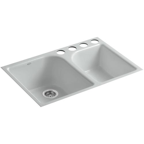KOHLER Executive Chef Undermount 33in x 22in Ice Grey Double Offset