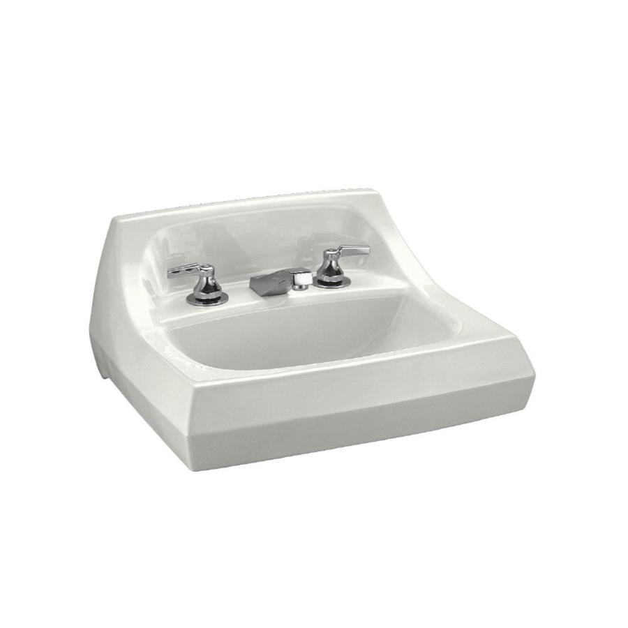 KOHLER Kingston White Wall-Mount Rectangular Bathroom Sink with ...