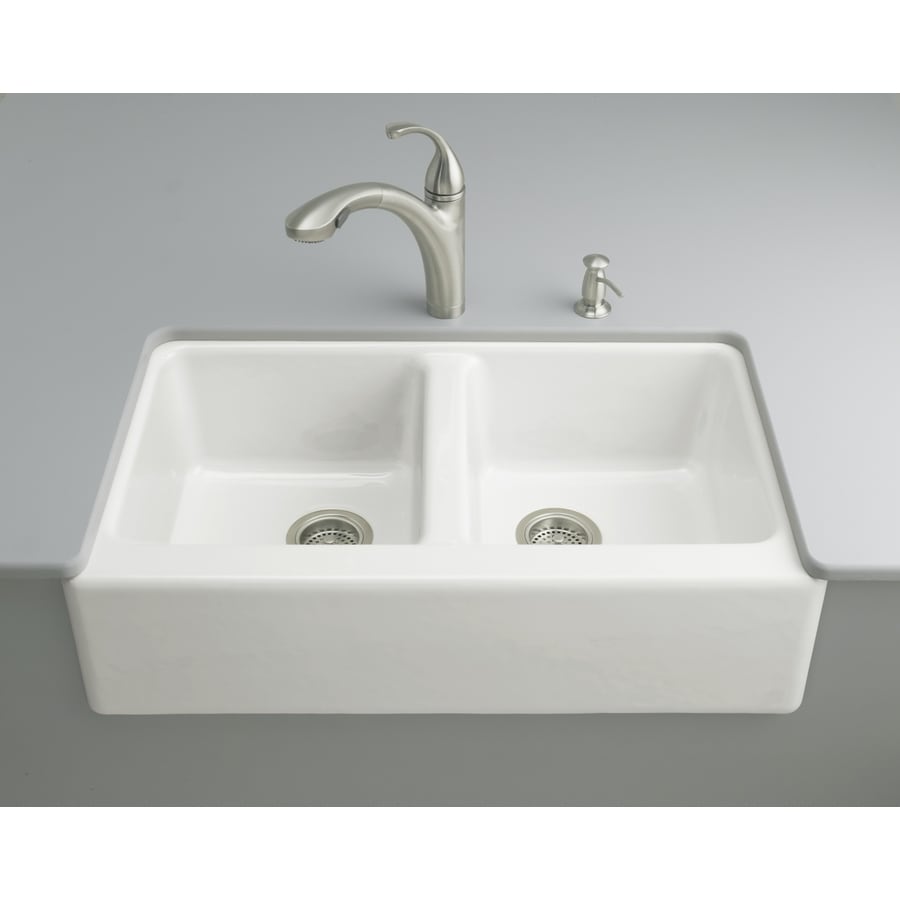 Shop KOHLER Hawthorne 22 12 In X 33 In White Double Basin Cast Iron   040688802541 