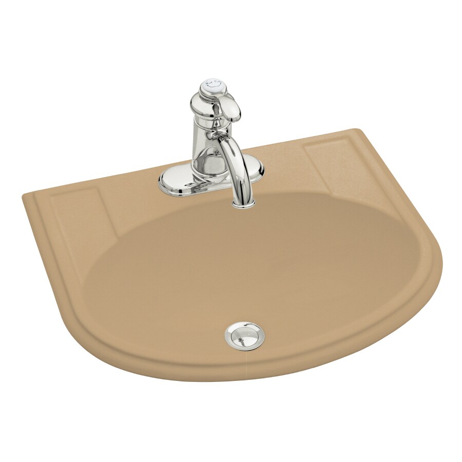 KOHLER Devonshire Mexican Sand Dropin Oval Bathroom Sink with Overflow