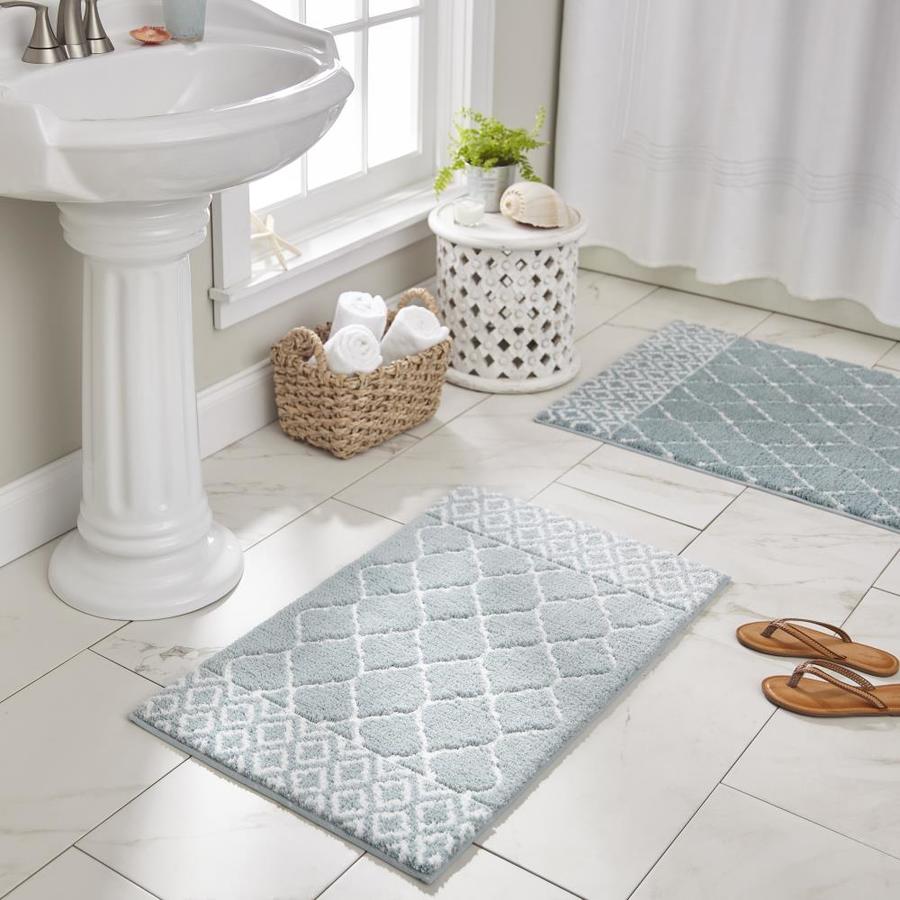 Mohawk Home Horizon 24-in x 17-in Polyester Bath Rug in the Bathroom ...