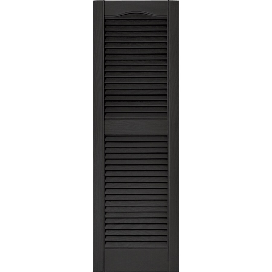 Vantage 2-Pack 14.563-in W x 47.781-in H Black Louvered Vinyl Exterior Shutters