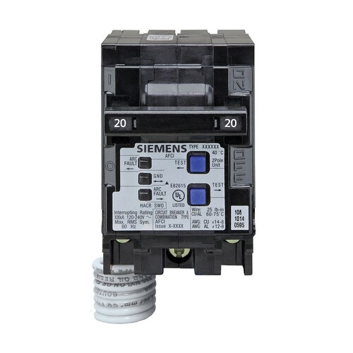 Siemens Qp 20 Amp 2 Pole Combination Arc Fault Circuit Breaker In The